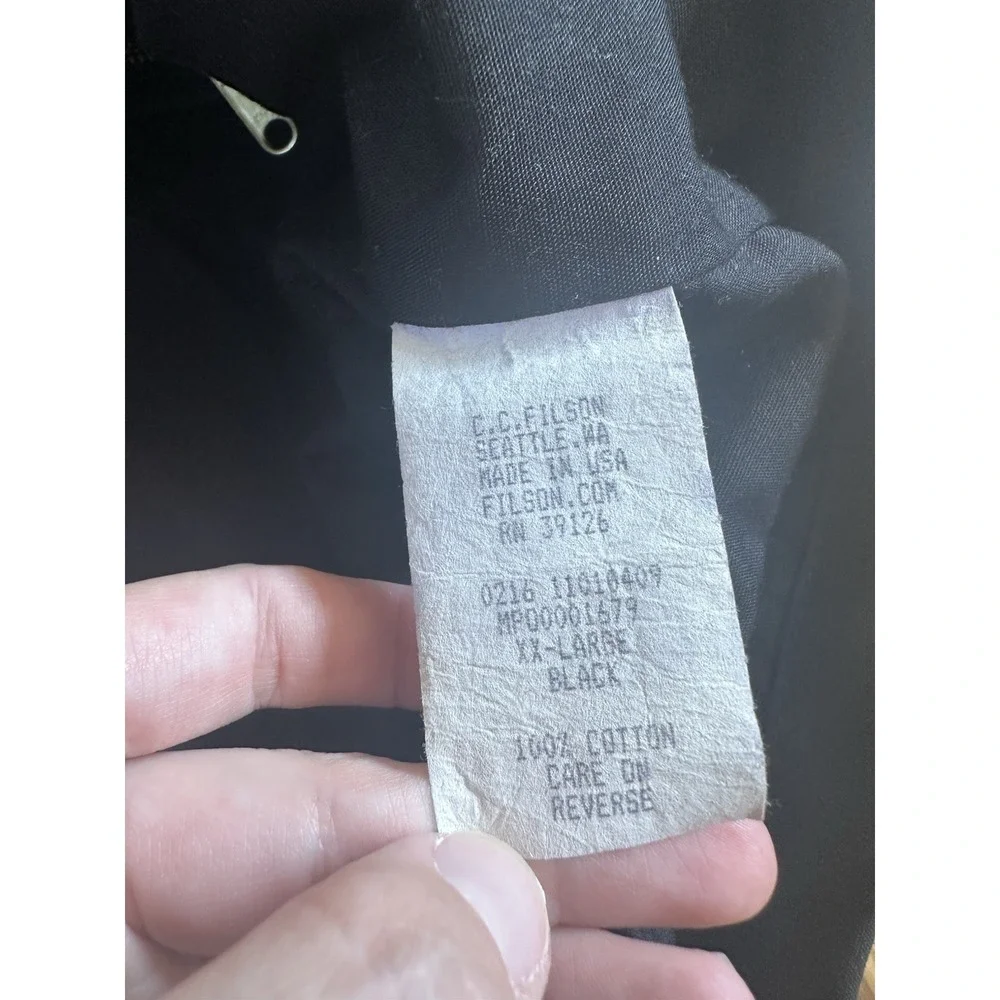 Filson Mile Marker Cover Cloth Waxed Coat XXL Made In USA BLACK EUC